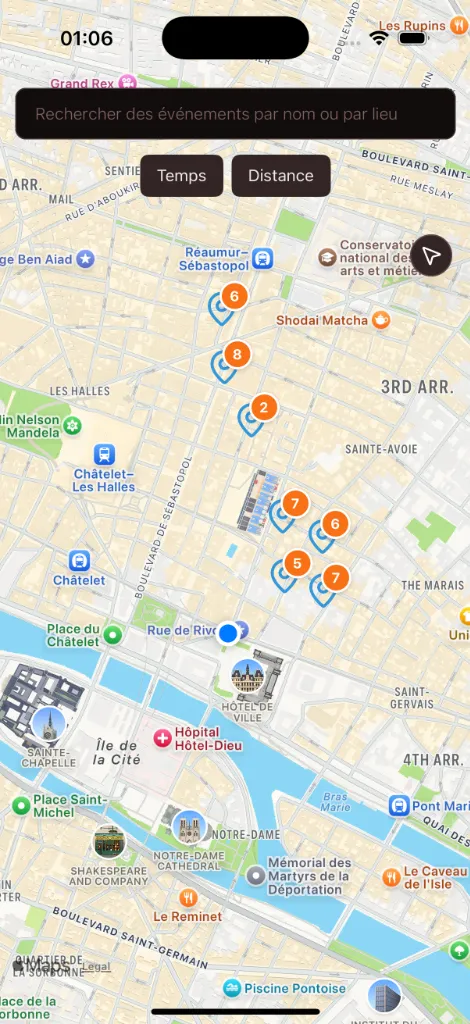 Interactive map showing LGBTQ+ events with custom markers
